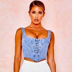 House of CB denim corset top size L